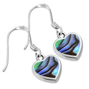 Abalone Shell Heart Silver Earrings, e314